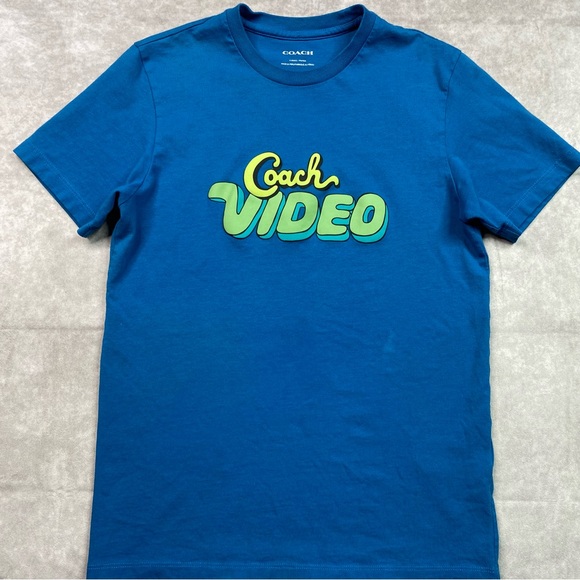 COACH T-Shirt Men's Size XS Blue Designer Video Signature Graphic Tee Shirt I42 - Picture 2 of 15